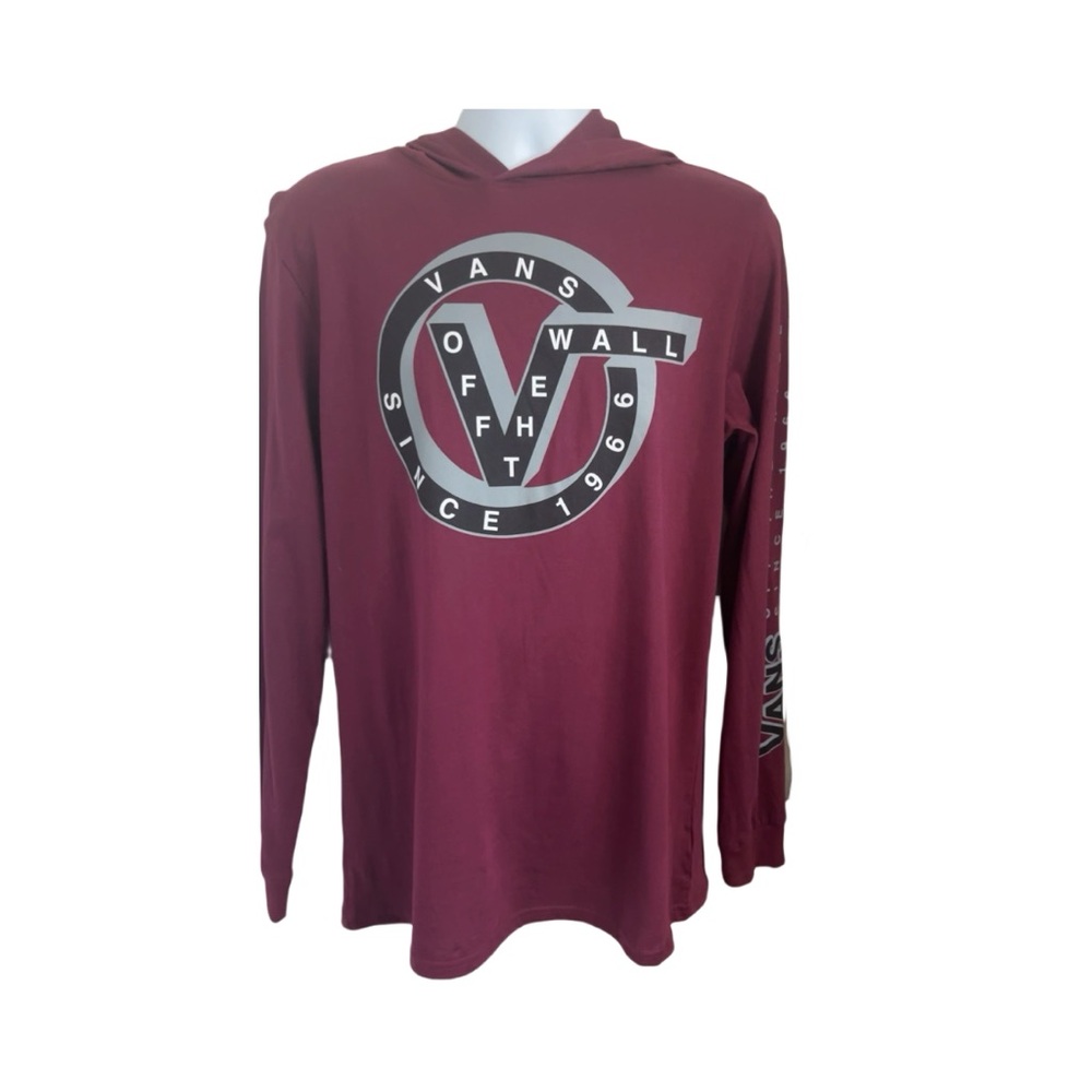 Vans Men's Long Sleeve Knit Maroon Burgundy Skater Sporty Casual Hoodie Size M